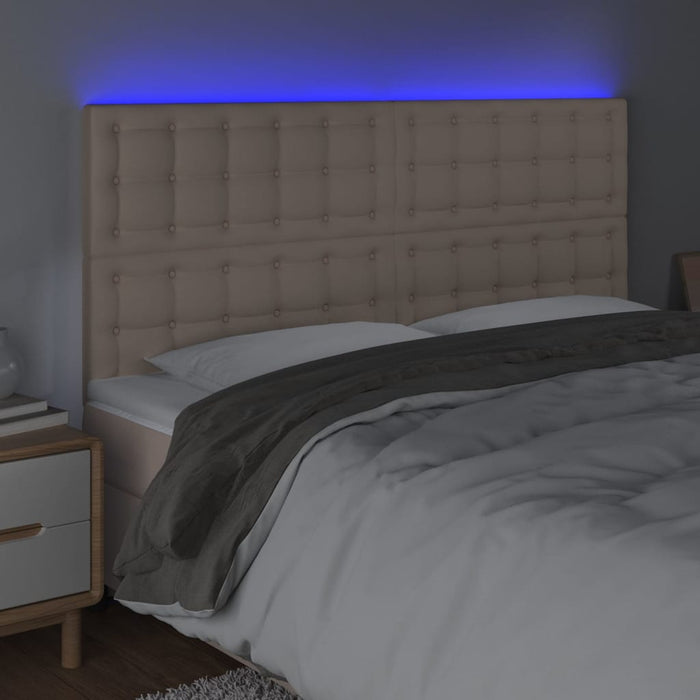 Tăblie de pat cu LED, cappuccino, 180x5x118/128 cm, piele eco - WALTI WALTI