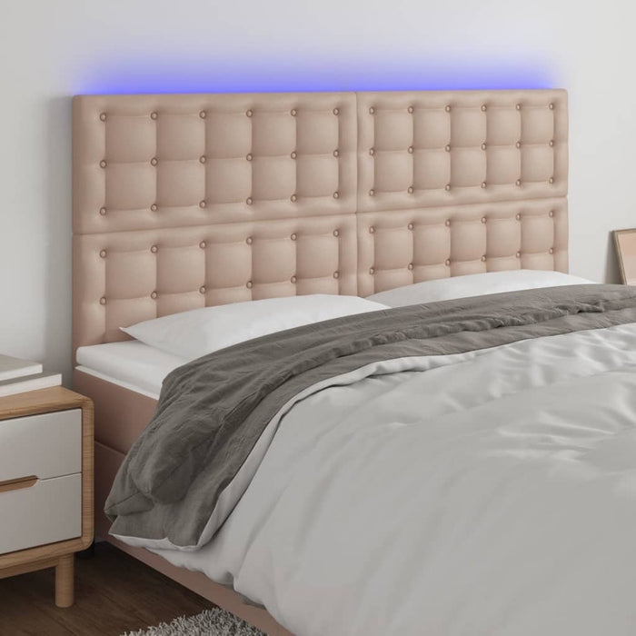 Tăblie de pat cu LED, cappuccino, 180x5x118/128 cm, piele eco - WALTI WALTI