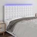 Tăblie de pat cu LED, alb, 200x5x118/128 cm, piele ecologică - WALTI WALTI