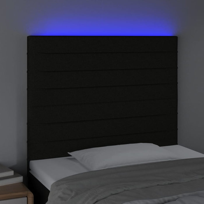 Tăblie de pat cu LED, negru, 80x5x118/128 cm, textil - WALTI WALTI