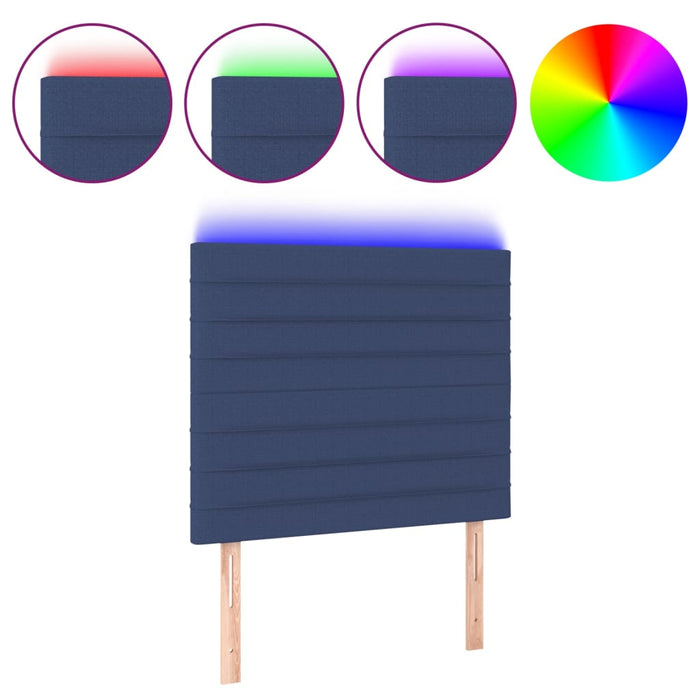 Tăblie de pat cu LED, albastru, 80x5x118/128 cm, textil - WALTI WALTI