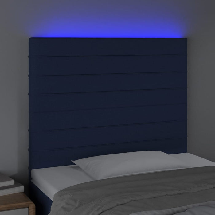 Tăblie de pat cu LED, albastru, 80x5x118/128 cm, textil - WALTI WALTI