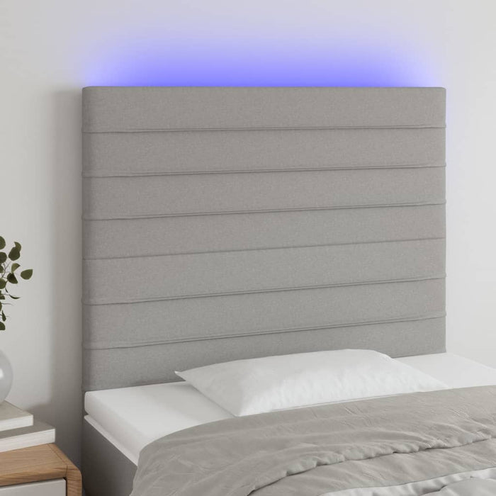 Tăblie de pat cu LED, gri deschis, 90x5x118/128 cm, textil - WALTI WALTI