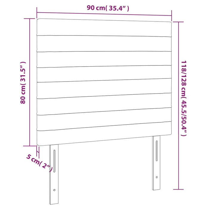 Tăblie de pat cu LED, gri închis, 90x5x118/128 cm, textil - WALTI WALTI