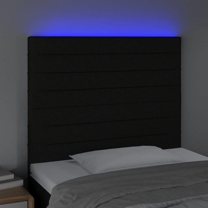 Tăblie de pat cu LED, negru, 90x5x118/128 cm, textil - WALTI WALTI