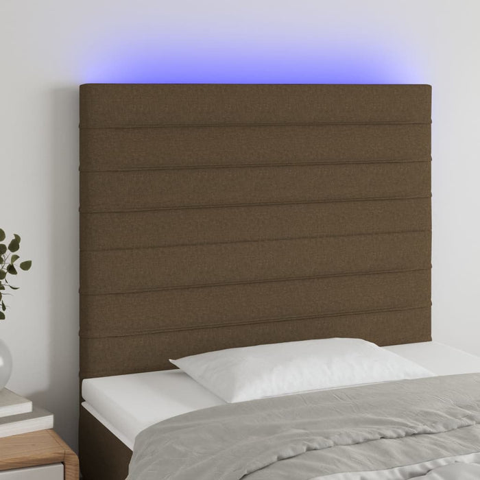 Tăblie de pat cu LED, maro închis, 90x5x118/128 cm, textil - WALTI WALTI