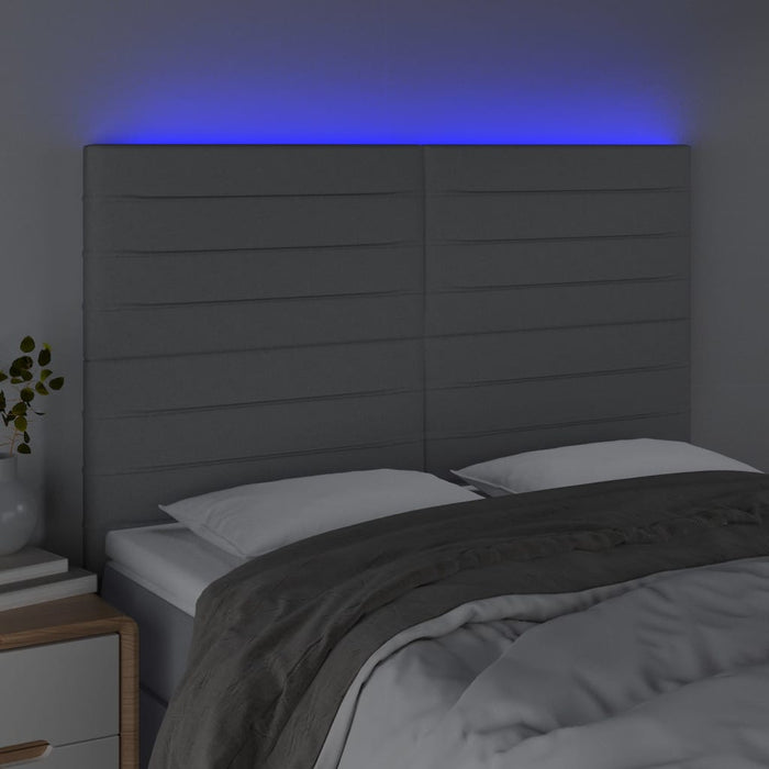 Tăblie de pat cu LED, gri deschis, 144x5x118/128 cm, textil - WALTI WALTI