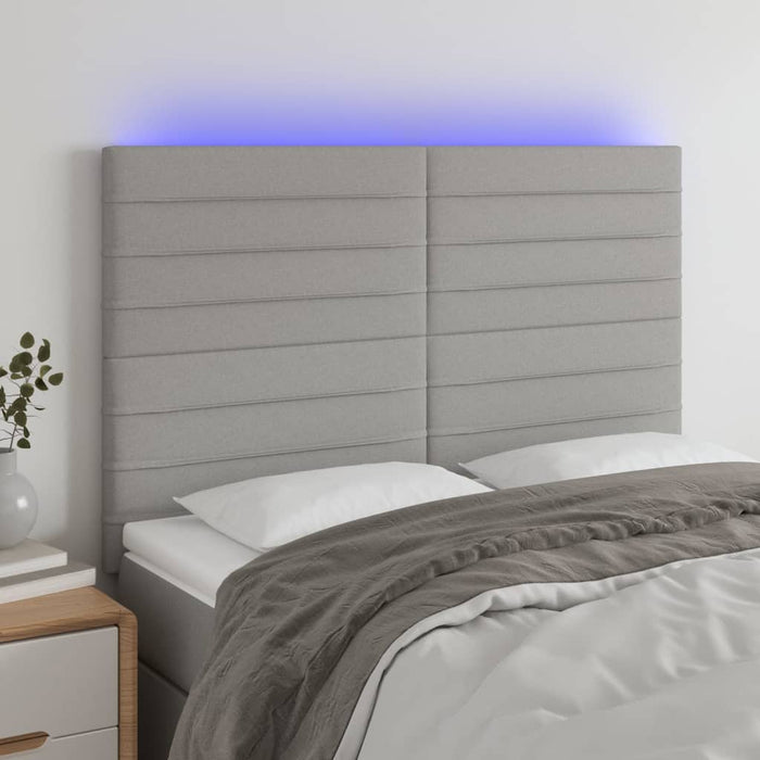 Tăblie de pat cu LED, gri deschis, 144x5x118/128 cm, textil - WALTI WALTI