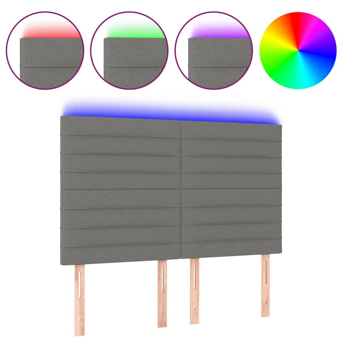 Tăblie de pat cu LED, gri închis, 144x5x118/128 cm, textil - WALTI WALTI