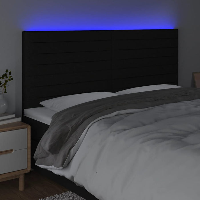Tăblie de pat cu LED, negru, 160x5x118/128 cm, textil - WALTI WALTI