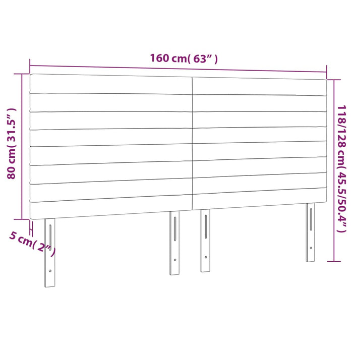 Tăblie de pat cu LED, maro închis, 160x5x118/128 cm, textil - WALTI WALTI