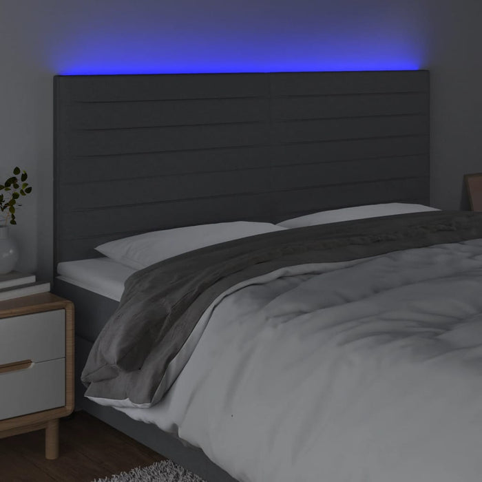 Tăblie de pat cu LED, gri închis, 180x5x118/128 cm, textil - WALTI WALTI