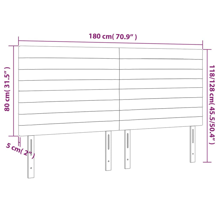 Tăblie de pat cu LED, crem, 180x5x118/128 cm, textil - WALTI WALTI