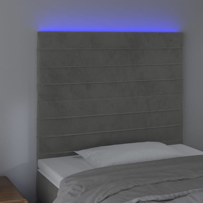 Tăblie de pat cu LED, gri deschis, 80x5x118/128 cm, catifea - WALTI WALTI