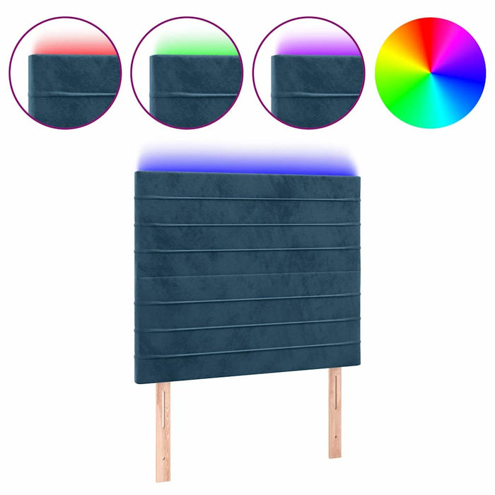 Tăblie de pat cu LED, albastru închis, 80x5x118/128cm, catifea - WALTI WALTI