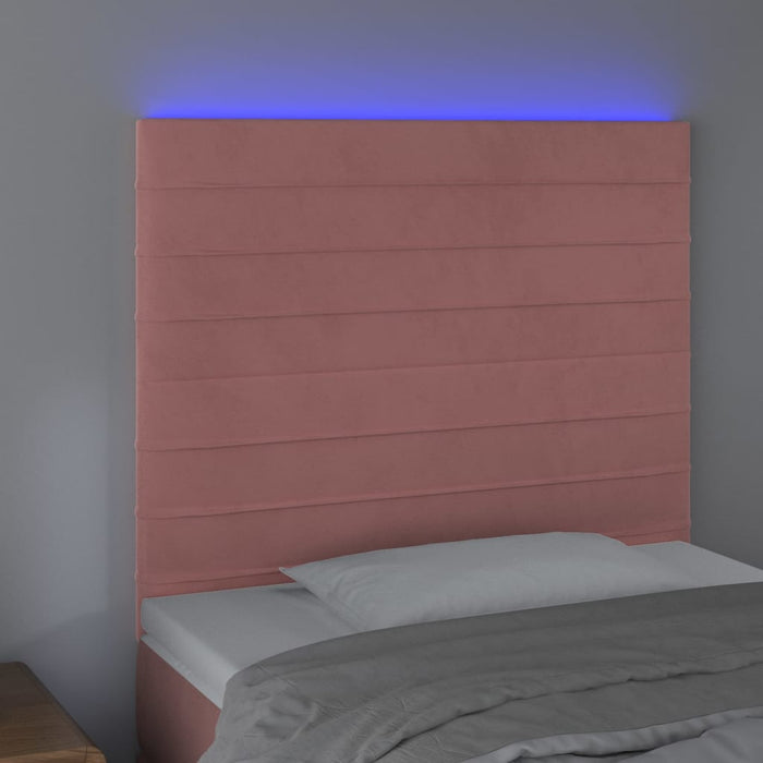 Tăblie de pat cu LED, roz, 80x5x118/128 cm, catifea - WALTI WALTI