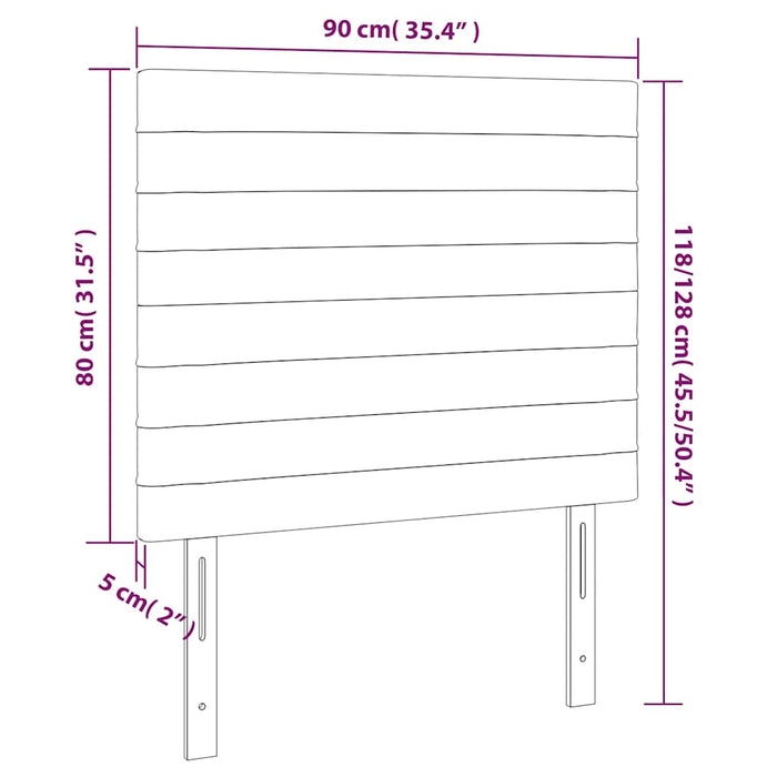 Tăblie de pat cu LED, albastru închis, 90x5x118/128 cm, catifea WALTI