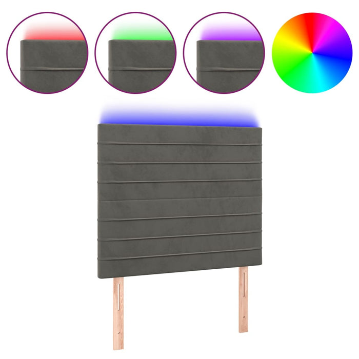 Tăblie de pat cu LED, gri închis, 100x5x118/128 cm, textil - WALTI WALTI