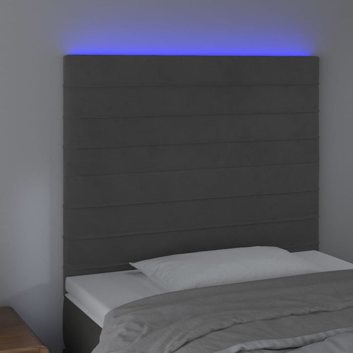 Tăblie de pat cu LED, gri închis, 100x5x118/128 cm, textil - WALTI WALTI