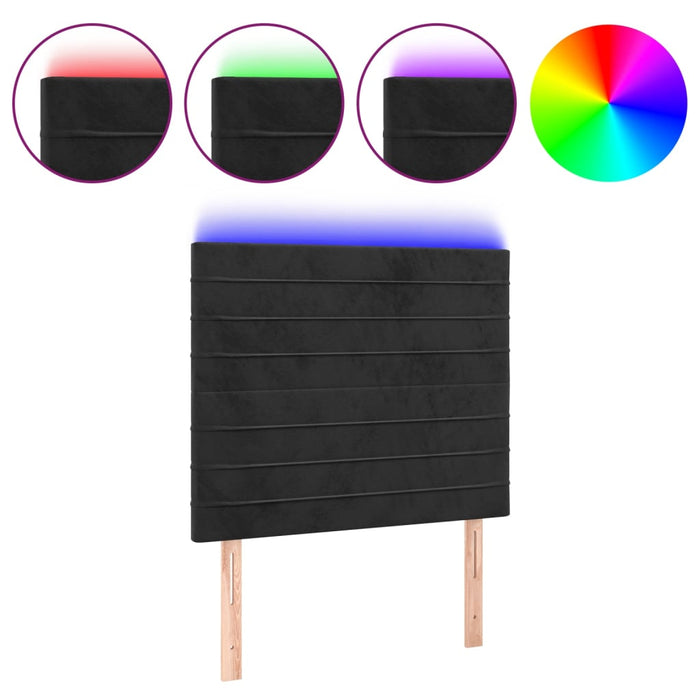 Tăblie de pat cu LED, negru, 100x5x118/128 cm, catifea - WALTI WALTI