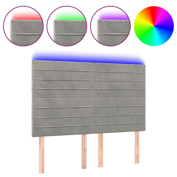 Tăblie de pat cu LED, gri deschis, 144x5x118/128 cm, catifea - WALTI WALTI