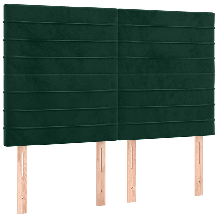 Tăblie de pat cu LED, verde închis, 144x5x118/128 cm, catifea - WALTI WALTI