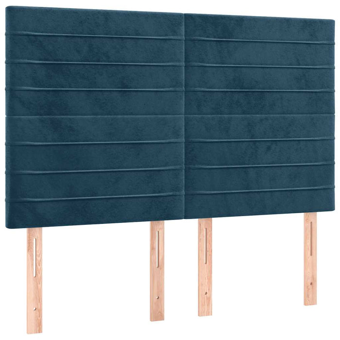Tăblie de pat cu LED, albastru închis, 144x5x118/128cm, catifea - WALTI WALTI