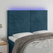 Tăblie de pat cu LED, albastru închis, 144x5x118/128cm, catifea - WALTI WALTI