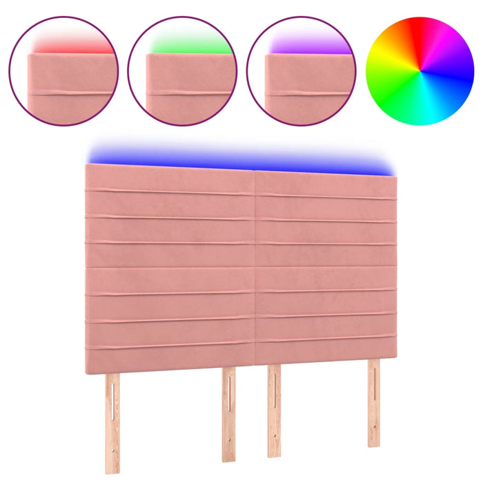 Tăblie de pat cu LED, roz, 144x5x118/128 cm, catifea - WALTI WALTI