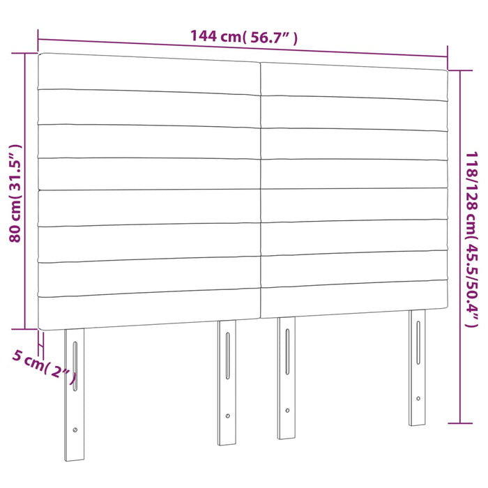 Tăblie de pat cu LED, roz, 144x5x118/128 cm, catifea - WALTI WALTI