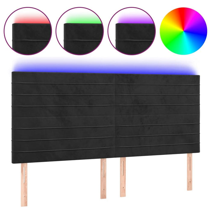Tăblie de pat cu LED, negru, 160x5x118/128 cm, catifea - WALTI WALTI