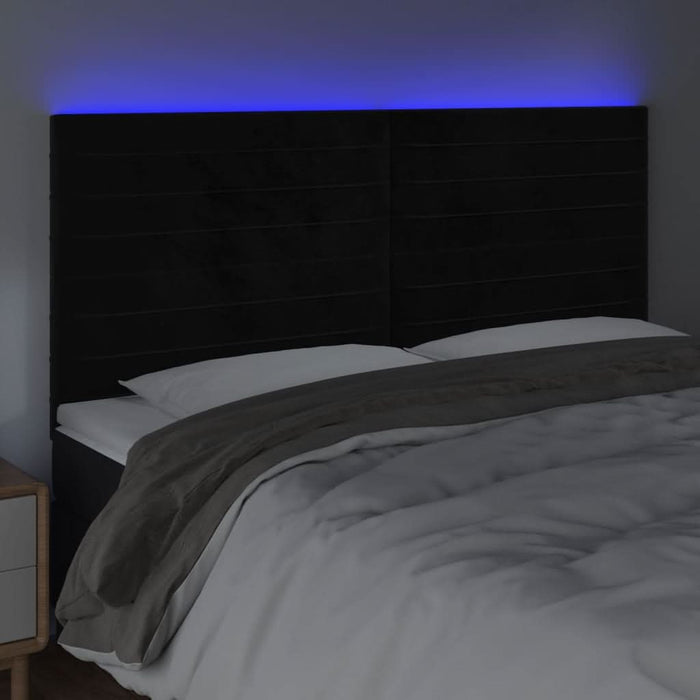 Tăblie de pat cu LED, negru, 160x5x118/128 cm, catifea - WALTI WALTI
