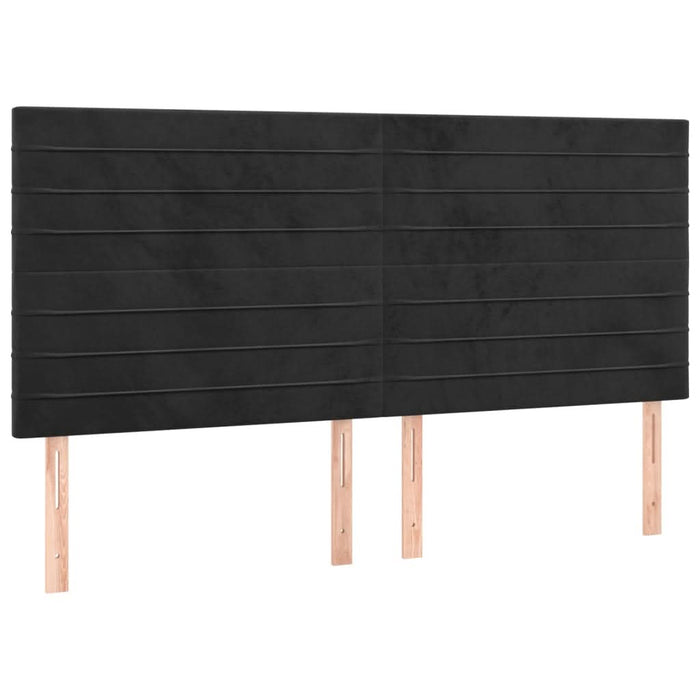 Tăblie de pat cu LED, negru, 160x5x118/128 cm, catifea - WALTI WALTI