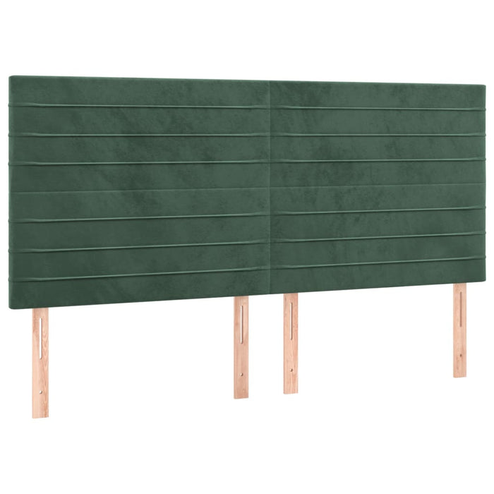 Tăblie de pat cu LED, verde închis, 160x5x118/128 cm, catifea - WALTI WALTI