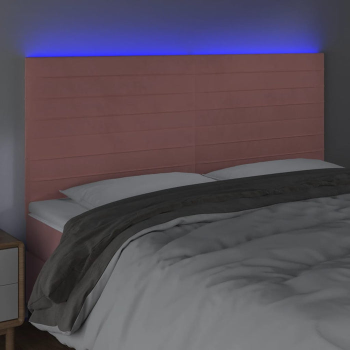 Tăblie de pat cu LED, roz, 160x5x118/128 cm, catifea - WALTI WALTI