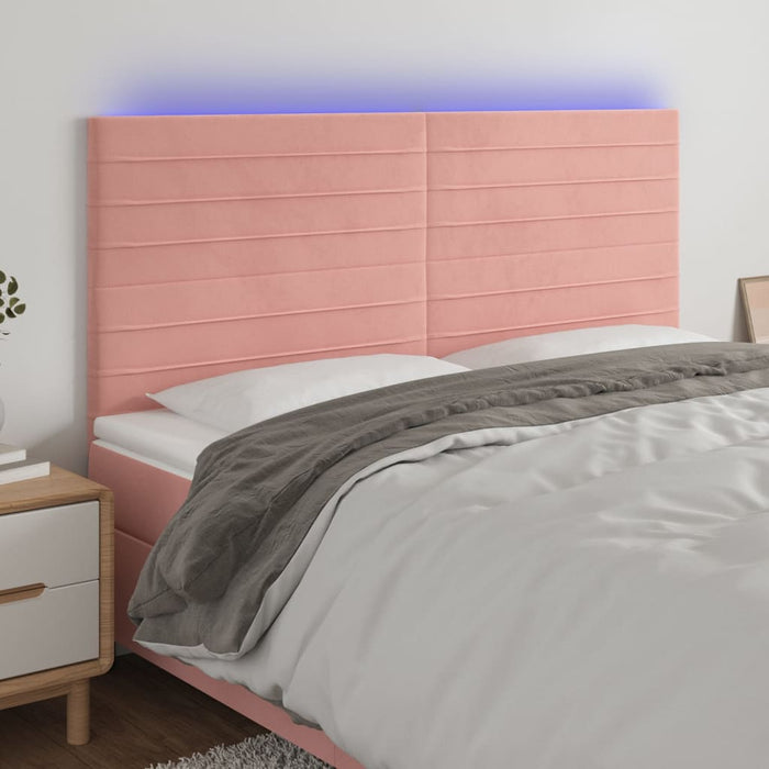Tăblie de pat cu LED, roz, 160x5x118/128 cm, catifea - WALTI WALTI