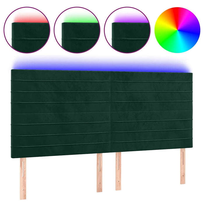 Tăblie de pat cu LED, verde închis, 180x5x118/128 cm, catifea - WALTI WALTI