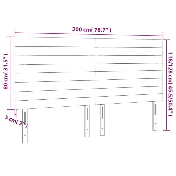 Tăblie de pat cu LED, verde închis, 200x5x118/128 cm, catifea - WALTI WALTI