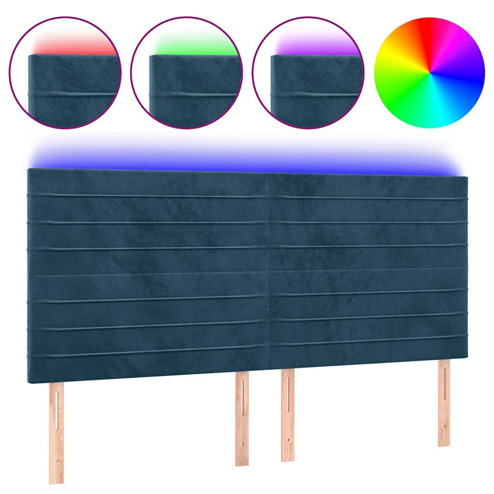 Tăblie de pat cu LED, albastru închis, 200x5x118/128cm catifea - WALTI WALTI