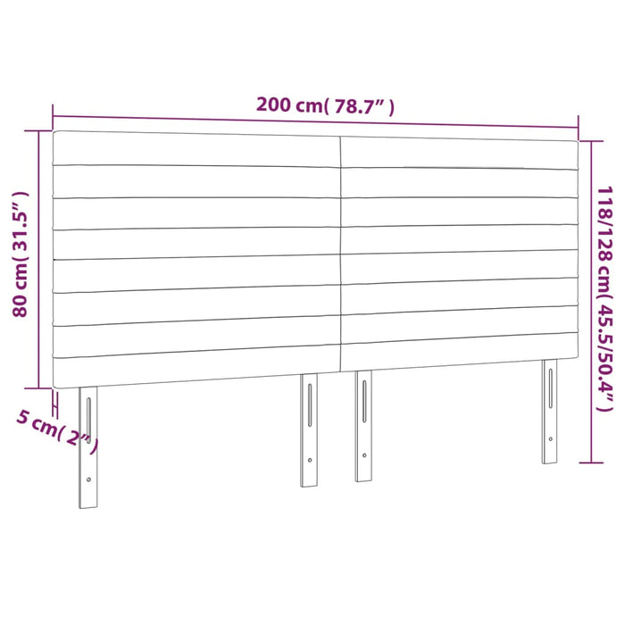 Tăblie de pat cu LED, roz, 200x5x118/128 cm, catifea - WALTI WALTI