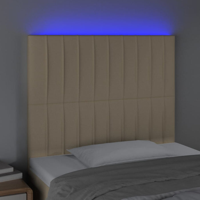 Tăblie de pat cu LED, crem, 90x5x118/128 cm, textil WALTI