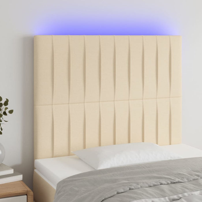 Tăblie de pat cu LED, crem, 90x5x118/128 cm, textil WALTI
