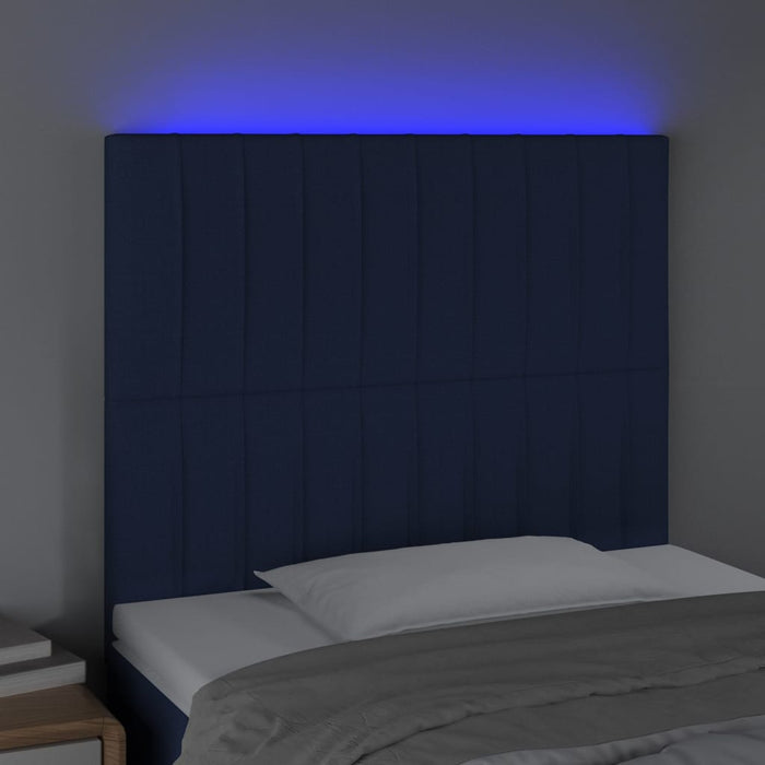 Tăblie de pat cu LED, albastru, 90x5x118/128 cm, textil - WALTI WALTI
