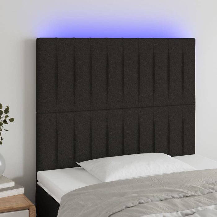 Tăblie de pat cu LED, negru, 100x5x118/128 cm, textil - WALTI WALTI
