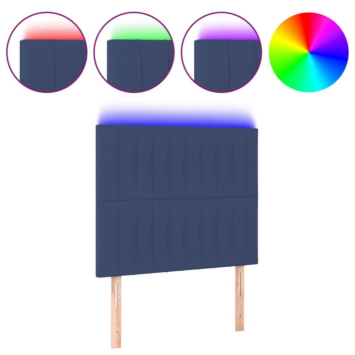 Tăblie de pat cu LED, albastru, 100x5x118/128 cm, textil - WALTI WALTI