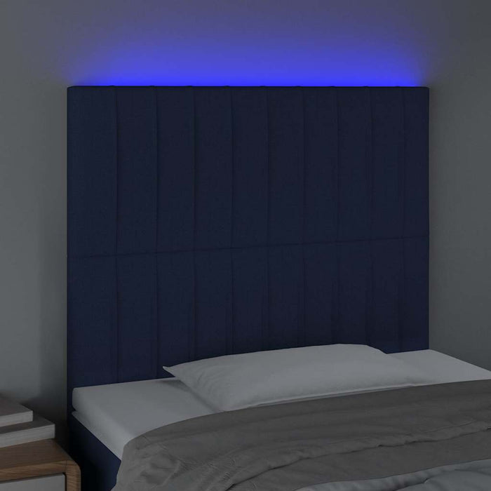 Tăblie de pat cu LED, albastru, 100x5x118/128 cm, textil - WALTI WALTI