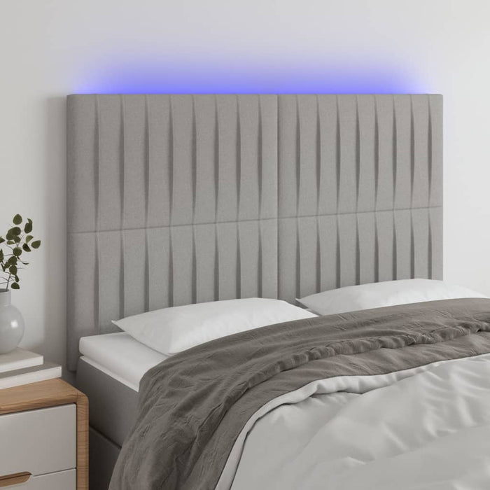 Tăblie de pat cu LED, gri deschis, 144x5x118/128 cm, textil - WALTI WALTI