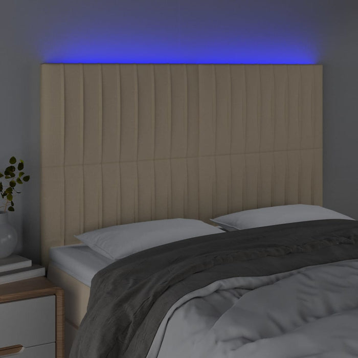 Tăblie de pat cu LED, crem, 144x5x118/128 cm, textil - WALTI WALTI