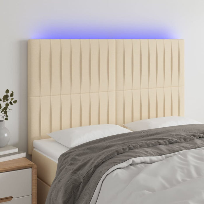 Tăblie de pat cu LED, crem, 144x5x118/128 cm, textil - WALTI WALTI