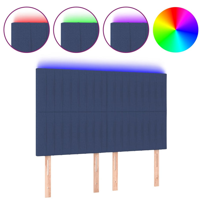 Tăblie de pat cu LED, albastru, 144x5x118/128 cm, textil - WALTI WALTI